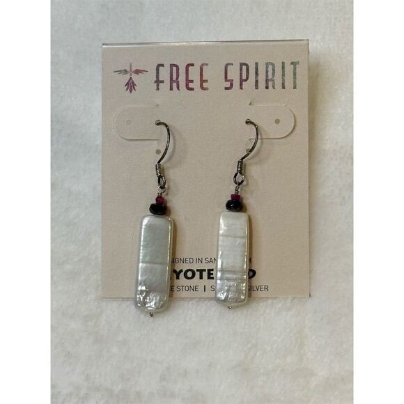 Peyote Bird Free Spirit Mother Of Pearl Dangle Earrings Sterling Silver Earthy